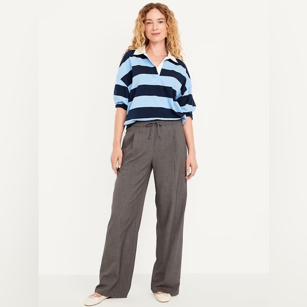 NWT! Old Navy Gray High-Waisted Billie Wide-Leg Trouser 🩷 804424 - Large Tall